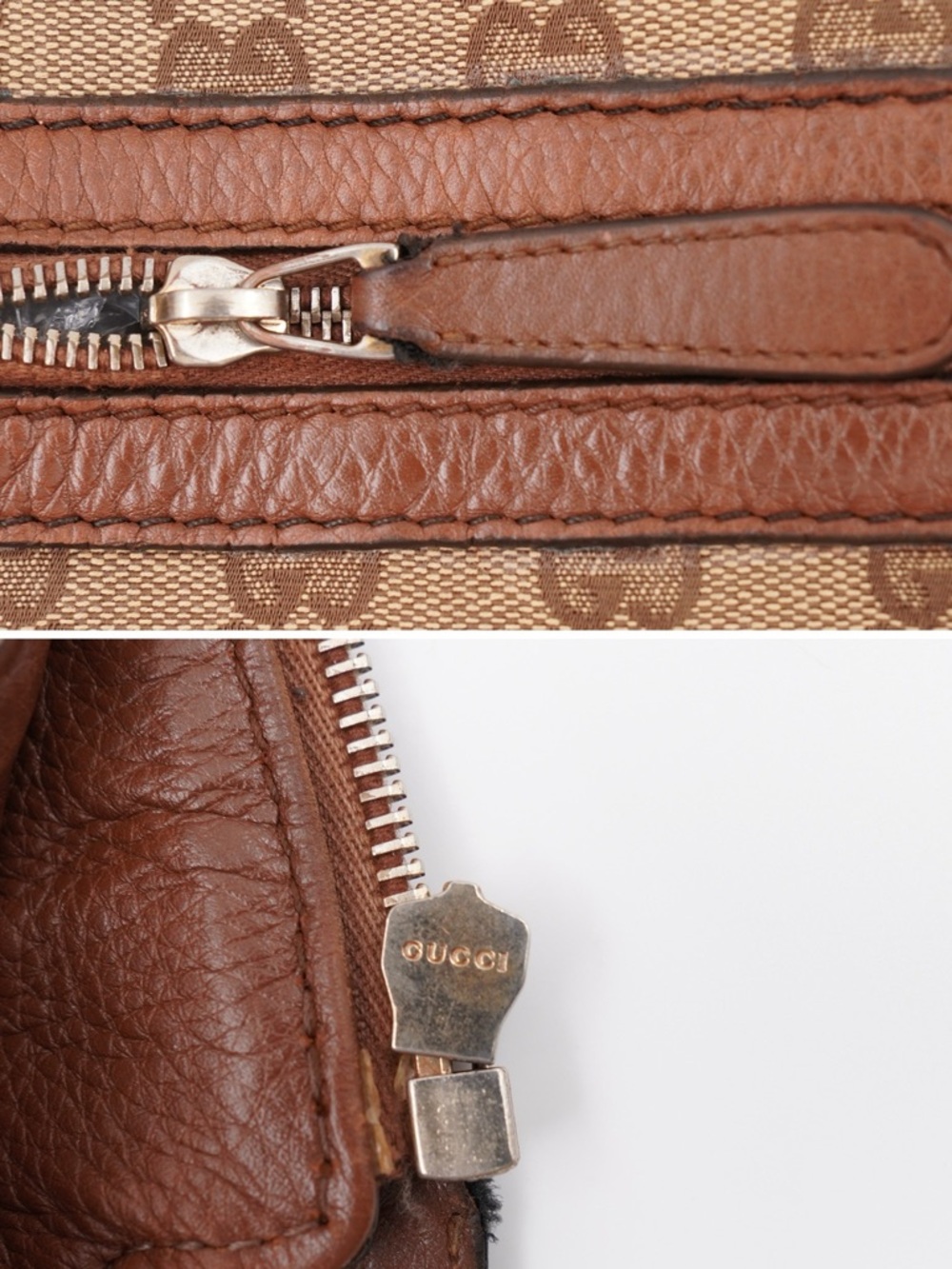 Gucci Beige & Brown GG Canvas Shoulder Bag with Braided Handle - Picture 8 of 12